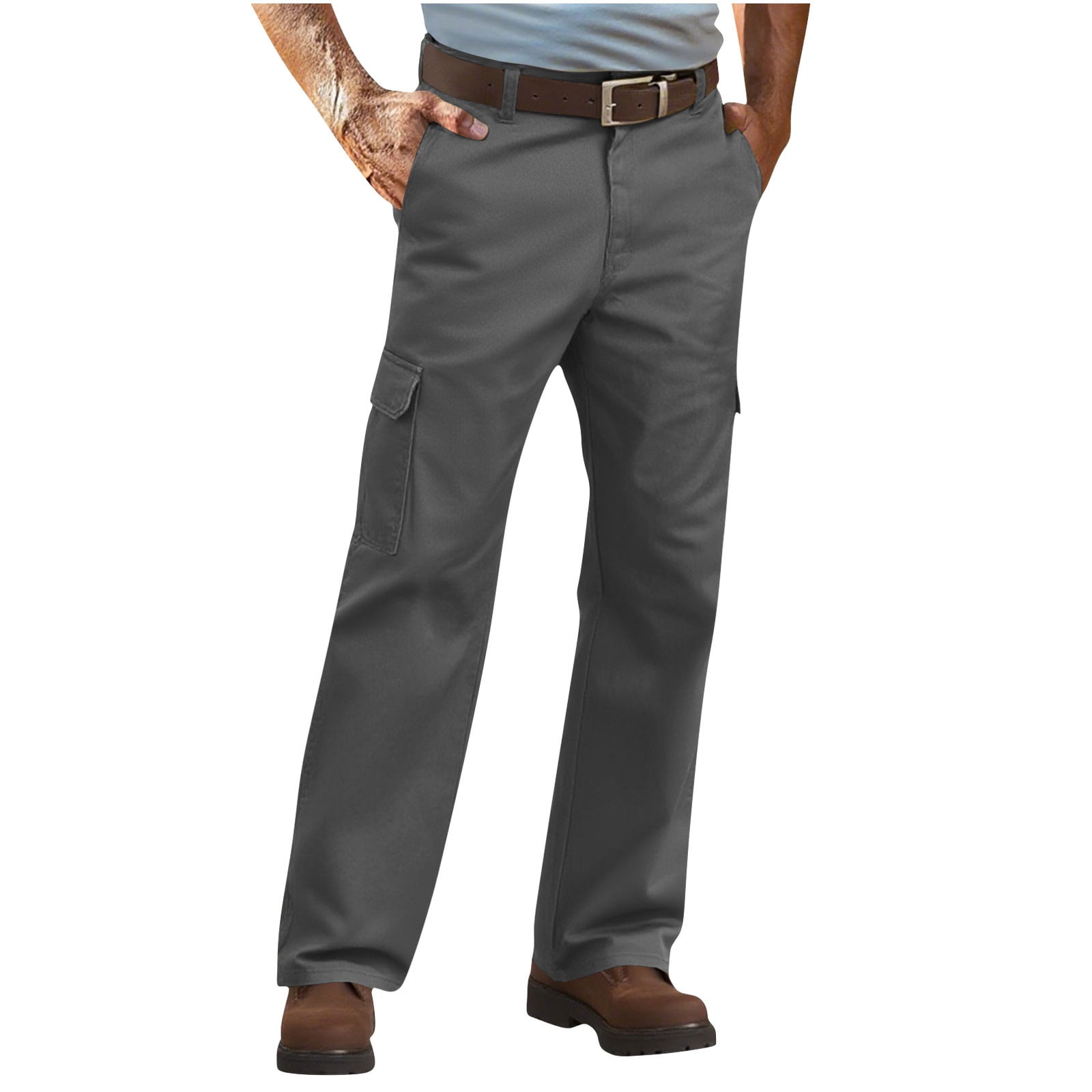 Yievot Men's Utility Flex Cargo Pants Classic-Fit Casual Comfy Work ...