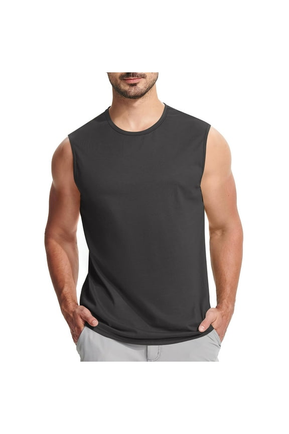 Men's Workout Tank Top Slim Fit Gym Muscle Shirts Stretch Summer Casual Sleeveless Shirts