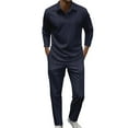 thumbnail image 1 of Yievot Mens 2 Piece Set Casual Outfits Polo Long Sleeve Shirts & Pants Tracksuit Loungewear Athletic Jogger Sweatsuit, 1 of 5