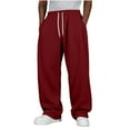thumbnail image 1 of Yievot Mens Baggy Sweatpants Open Bottom Wide Leg Sweatpants Drawstring Elastic Waist Workout Gym Trousers with Pocket, 1 of 7