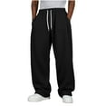 thumbnail image 1 of Yievot Mens Baggy Sweatpants Open Bottom Wide Leg Sweatpants Drawstring Elastic Waist Workout Gym Trousers with Pocket, 1 of 7