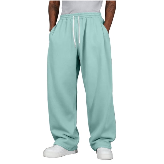 Yievot Mens Baggy Sweatpants Open Bottom Wide Leg Sweatpants Drawstring Elastic Waist Workout Gym Trousers with Pocket
