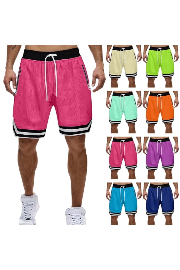 Mens Basketball Shorts Mesh Breathable Running Short Athletic Gym Workout Shorts with Zipper Pockets