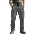 thumbnail image 1 of Yievot Mens Cargo Pants Work Pants Elastic Waist Drawstring Joggers Hiking Tactical Pants with Multi Pockets, 1 of 8