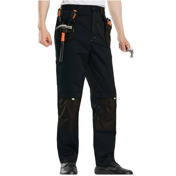 Yievot Mens Construction Pants Straight Leg Cargo Work Pants with Detachable Thigh Pockets Heavy Duty Utility Tactical Trousers for Builders Mechanics,Multi Pocket
