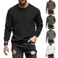 thumbnail image 1 of Yievot Mens Crewneck Sweatshirt Jacquard Textured Pullover Tops Solid Color Casual Long Sleeve Shirt, 1 of 3
