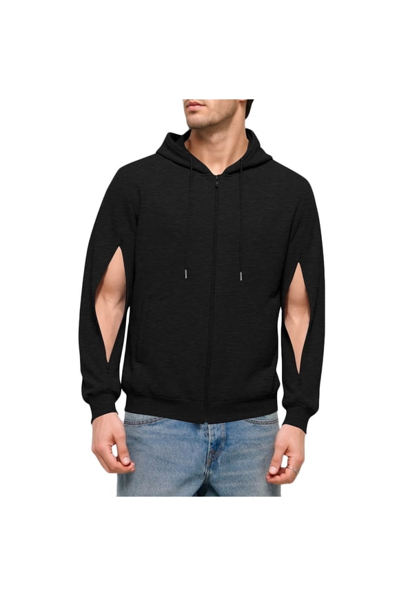 Mens Dialysis Sweatshirts with Arm Zipper Hoodies Long Sleeve Active Jackets Sports Full Zip Sweatshirts