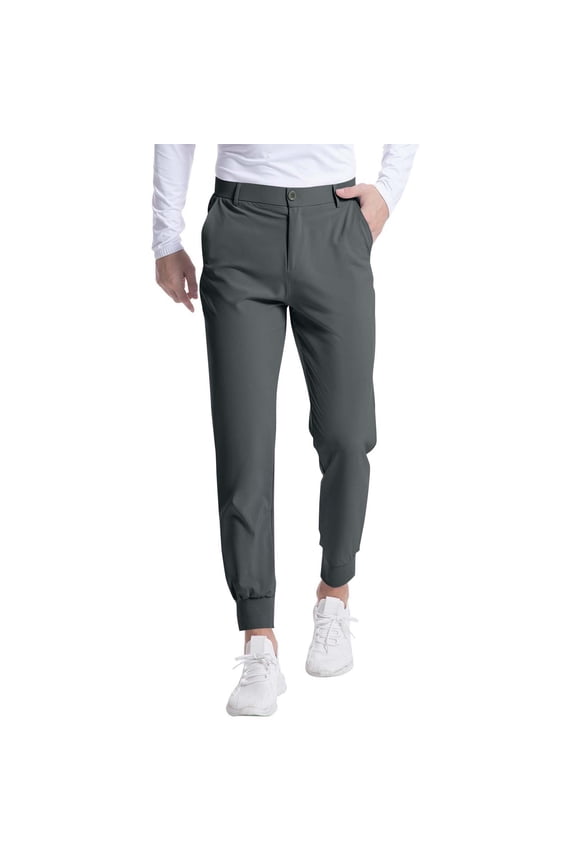 Mens Golf Joggers Performance Tapered Pants Button Waist Lightweight Breathable Stretch Outdoor Training Sweatpants with Back Pocket