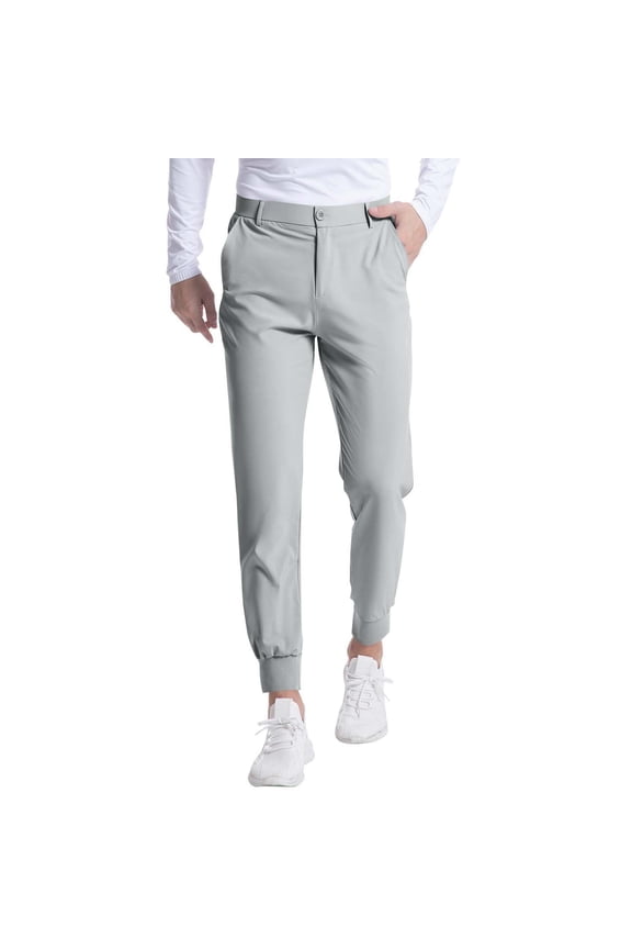 Mens Golf Joggers Performance Tapered Pants Button Waist Lightweight Breathable Stretch Outdoor Training Sweatpants with Back Pocket