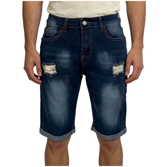 Yievot Mens Jean Shorts Fashion Casual Slim Fit Rolled Denim Shorts with Pockets