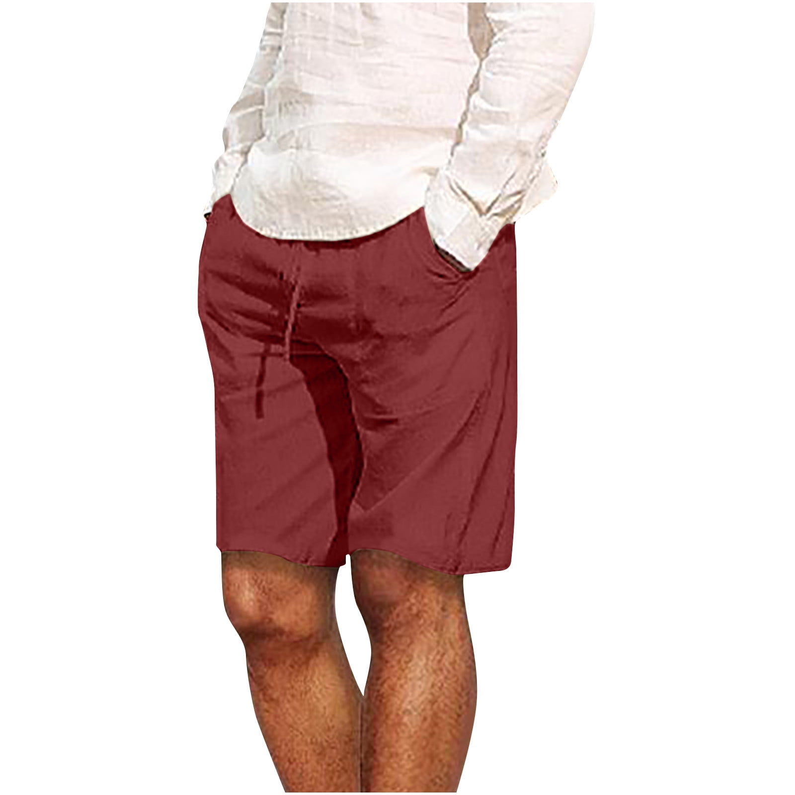 Yievot Mens Linen Shorts Clearance Elastic Waist Gym Shorts For Men with Pocket Solid Tropical