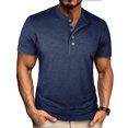 thumbnail image 1 of Yievot Mens Muscle Henley Shirts Button Short Sleeve T-Shirt Lightweight Athletic Gym Workout Shirts Summer Basic Tops, 1 of 7