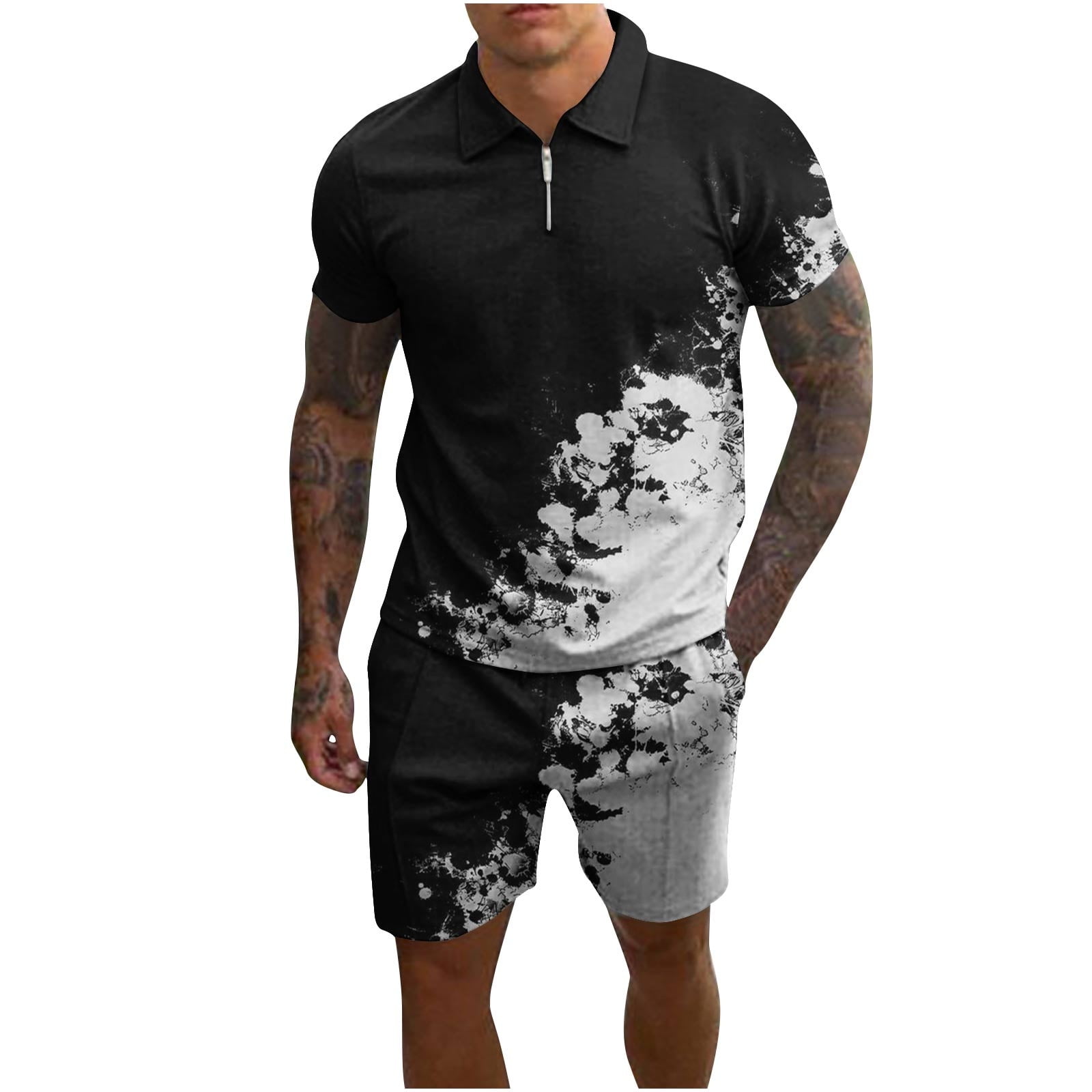 Summer Men Camouflage Casual Outfit Short Sleeve T-Shirts+Shorts