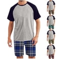 thumbnail image 1 of Yievot Mens Pajama Sets Crew Neck Short Sleeve T Shirts 2 Piece Plaid Shorts Lounge Sets PJ Summer Sleepwear, 1 of 4