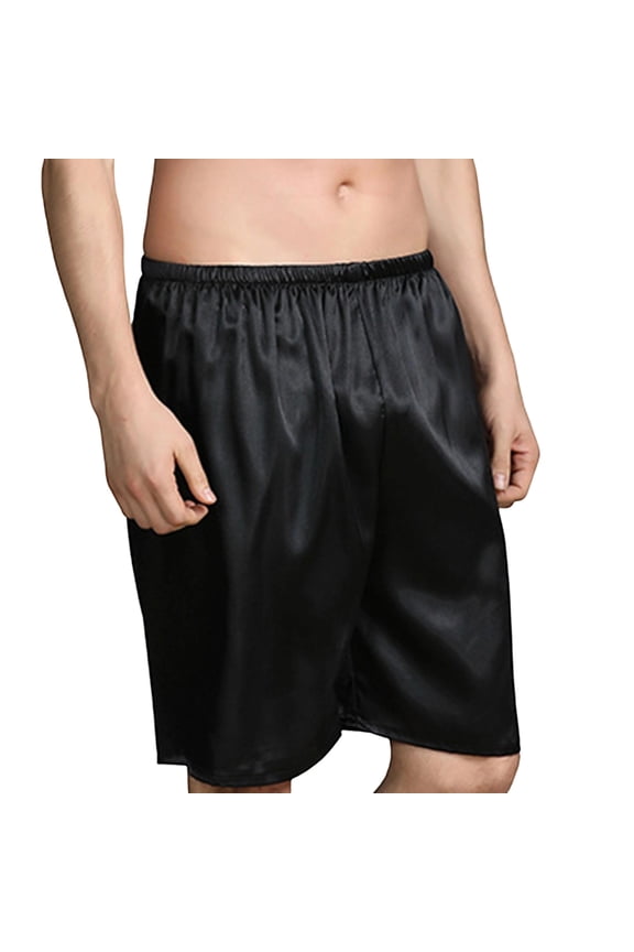 Mens Pajama Shorts Silk Satin Soft Sleep Short Elastic Waist Lounge PJ Shorts
