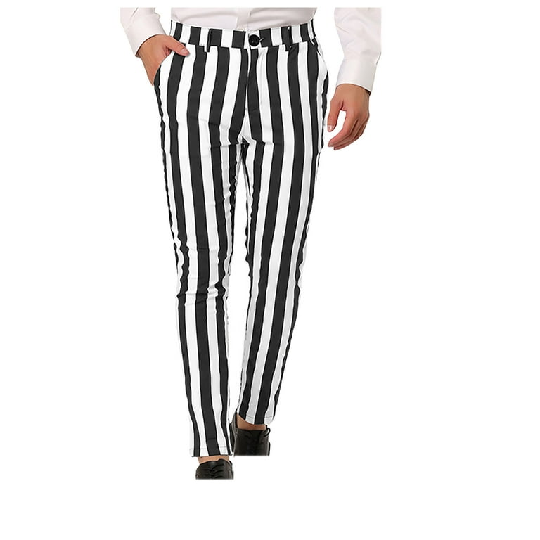 Yievot Mens Pants Casual Trendy Clearance Vertical-Striped
