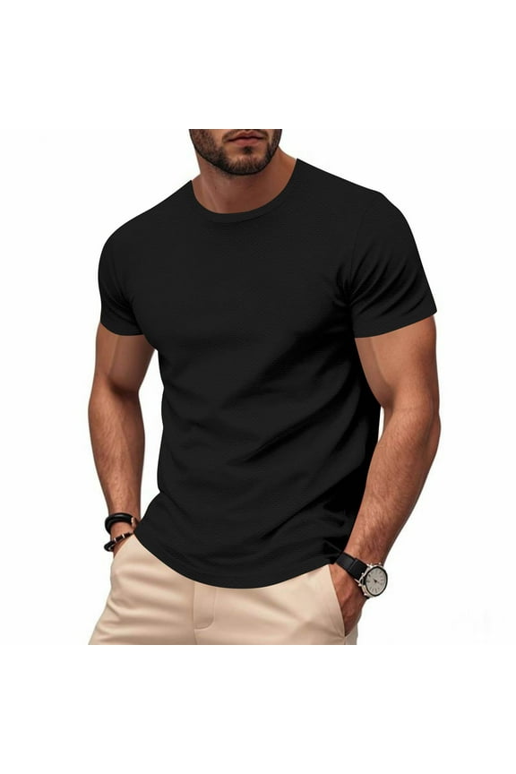 Mens Quick Dry Crew Neck Short Sleeve T-Shirt Running Fitness Workout Athletic Top Summer Comfortable Sportswear