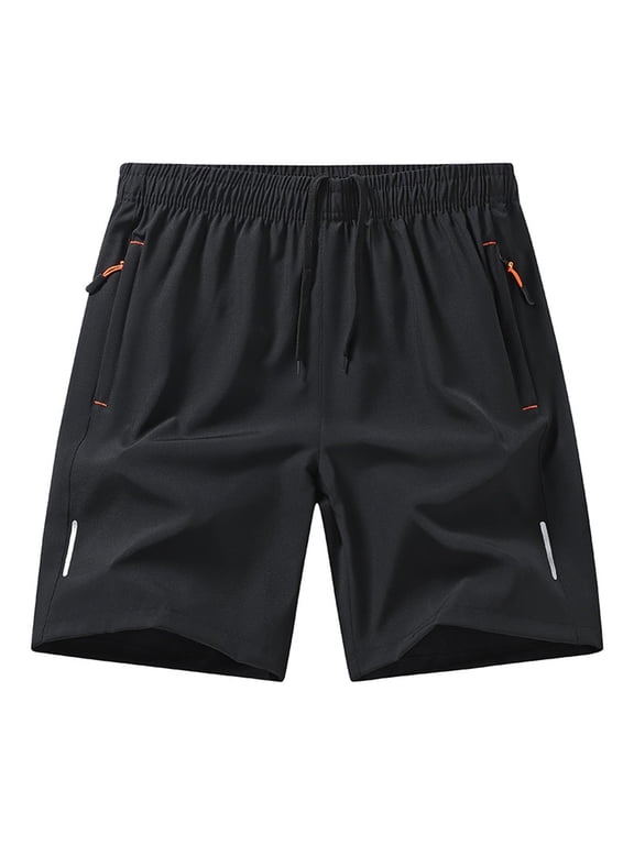 Mens Running Shorts 7 Inch Inseam Quick Dry Workout Shorts Casual Drawstring Elastic Athletic Gym Shorts with Zipper Pockets