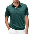 thumbnail image 1 of Yievot Mens Short Sleeve Golf Shirts Button Collared Shirt Solid Color Cotton Summer Casual Shirts with Pocket, 1 of 6