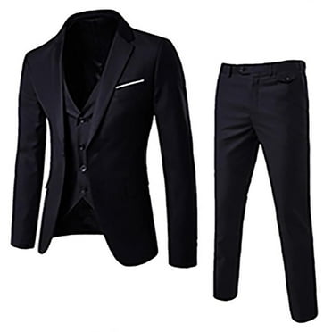 Winter Savings! TMOYZQ Mens Suits Set 3 Piece One Button Solid Tuxedo ...