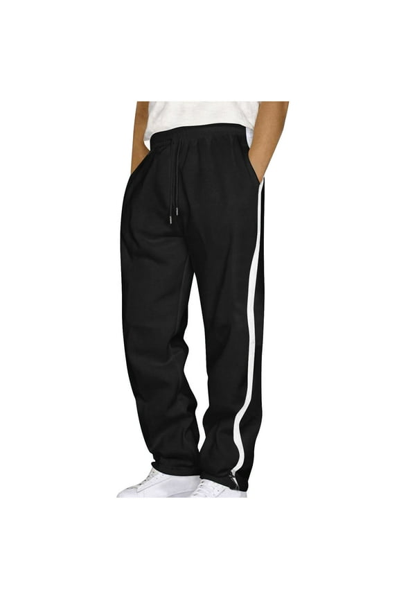 Mens Sweatpants Open Bottom Baggy Sweat Pants for Men Straight Leg Loose Fit Gym Athletic Pants with Pockets
