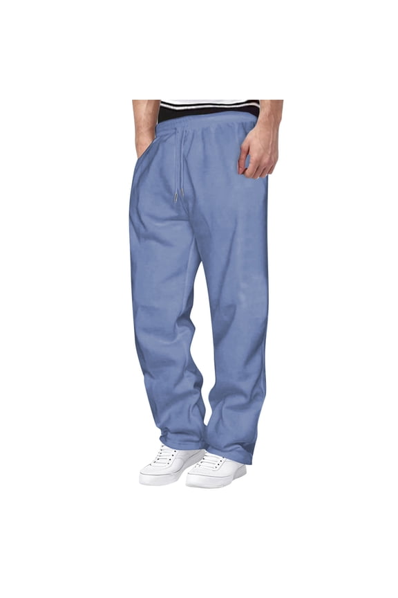 Mens Sweatpants Open Bottom Straight Leg Casual Sweat Pants Drawstring Workout Gym Athletic Pant with Pockets