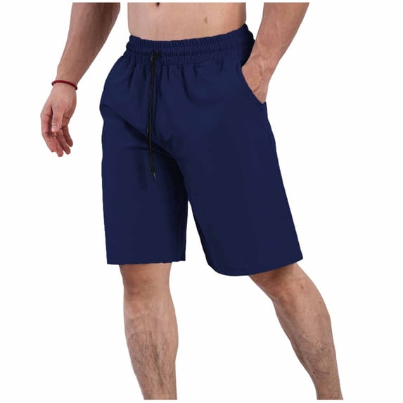 Yievot Mens Swim Trunks Drawstring Elastic Waist Bermuda Shorts Breathable Gym Workout Athletic Shorts with Pockets