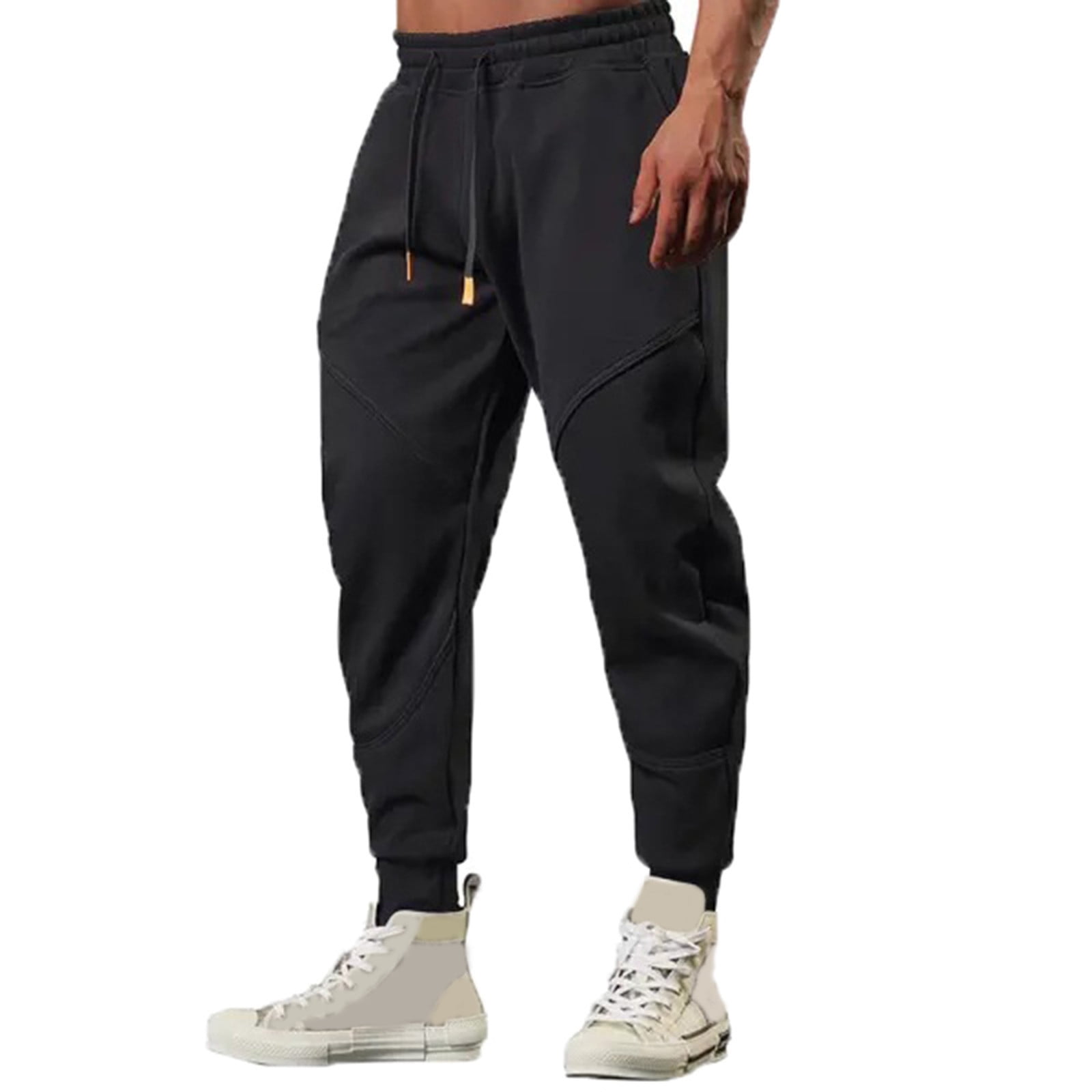 Men's Jogging Trackwear Pants Black Streetwear Pockets Wideband Baggy Fit