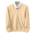 thumbnail image 1 of Yievot Mens V-Neck Pullover Sweater Long Sleeve Slim Fit Knit Casual Business Fall Winter Fashion Knitwear Top for Men, 1 of 4