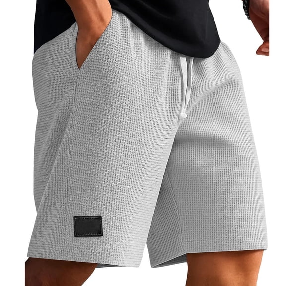 Yievot Mens Waffle Knit Shorts Casual Drawstring Elastic Waist Sports Shorts for Gym Working Athletic Basketball