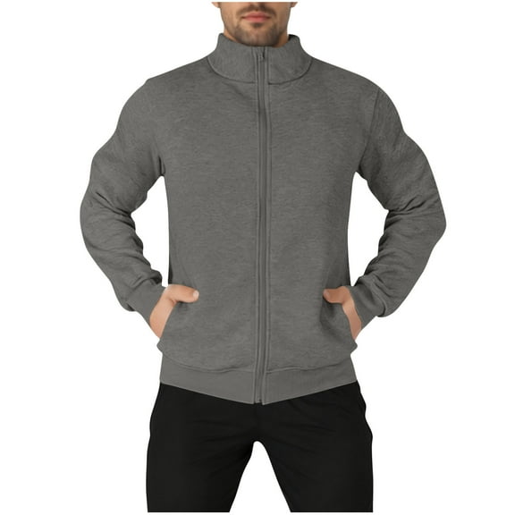 Yievot Mens Zip up Dialysis Sweatshirt Invisible Double Zipper Mock Neck Sweatshirt Long Sleeve Casual Winter Jacket with Pocket