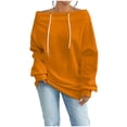 thumbnail image 1 of Yievot Off The Shoulder Sweatshirts for Women Crewneck Oversized Sweatshirt Drawstring Long Sleeve Basic Pullover Tops with Pocket, 1 of 7