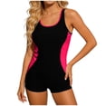 thumbnail image 1 of Yievot One Piece Swimsuits for Women Boyleg Water Aerobic Competitive Bathing Suit Color Block Ladies Swimwear, 1 of 5