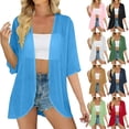 thumbnail image 1 of Yievot Open Front Cardigans for Women Chiffon Half Sleeve Lightweight Breathable Vacation Tops, 1 of 8