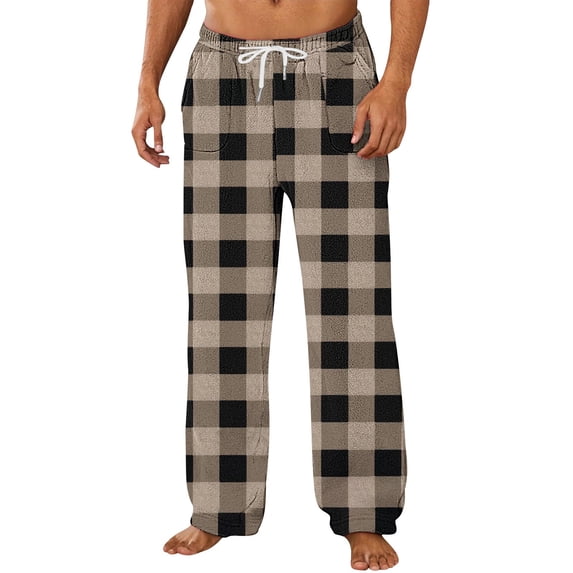 Yievot Pajama Pants for Men Plaid Lounge Pants Elastic Waist Soft Mens Pajama Bottoms with Pockets Drawstring