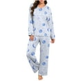 thumbnail image 1 of Maplenight Pajama Sets for Women Graphic Printed V-Neck Long Sleeve Sleepwear and Sleep Pants 2 Piece Ladies Pjs Lounge Set, 1 of 6