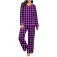 thumbnail image 1 of Maplenight Pajama Sets for Women Plaid V-Neck Long Sleeve Sleepwear and Sleep Pants 2 Piece Ladies Pjs Lounge Set, 1 of 6