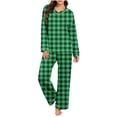 thumbnail image 1 of Maplenight Pajama Sets for Women Plaid V-Neck Long Sleeve Sleepwear and Sleep Pants 2 Piece Ladies Pjs Lounge Set, 1 of 6