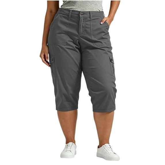 Yievot Plus Size Cargo Capri Pants for Women Loose Fit Multi Pockets Summer Casual Hiking Travel Cropped Pants