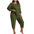 thumbnail image 1 of Yievot Plus Size Pajamas for Women Set Summer 3/4 Sleeve Sleepwear Soft Comfy 2 Piece Lounge Sets, 1 of 5