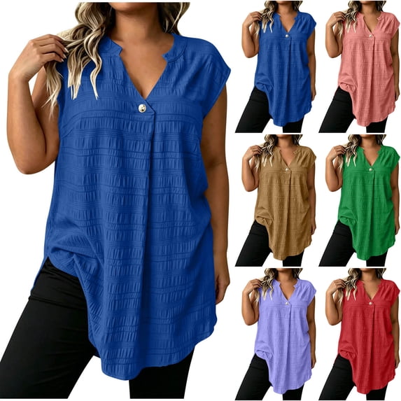 Yievot Plus Size Tank Tops for Women Trendy Pleated Sleeveless Shirts Side Slit Versatile Casual Tunic Tops