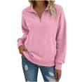 thumbnail image 1 of Yievot Quarter Zip Up Sweatshirts for Women Trendy Long Sleeve Tops with Pocket Casual Lapel Sweatshirt, 1 of 7