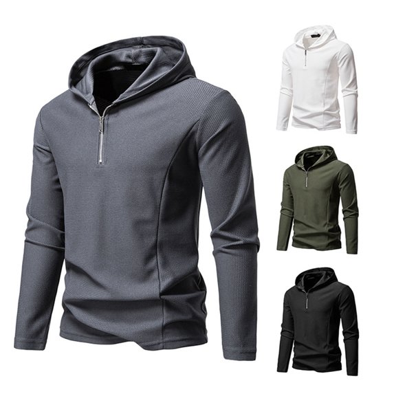 Yievot Quarter Zip up Hoodies for Men Casaul Pullover Sweatshirt Regular Fit Long Sleeve Winter Sweatshirts