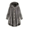 thumbnail image 1 of Yievot Sherpa Fleece Jacket for Women Warm Winter Long Sleeve Button Down Hooded Fuzzy Coat Lounge Wear, 1 of 2