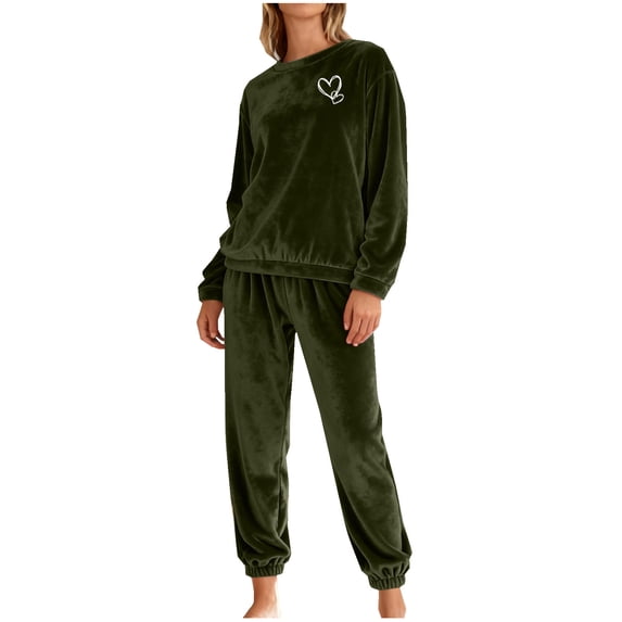 Maplenight Soft Pajamas for Women Set Winter Fleece Warm Sleepwear Fuzzy Pjs 2 Piece Flannel Lounge Sets with Pockets