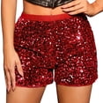 thumbnail image 1 of Yievot Sparkly Sequins Shorts for Women Elastic High Waist Straight Leg Hot Bottom for Glitter Party Club Concert, 1 of 7