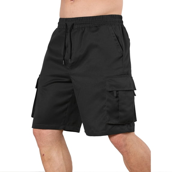 Yievot Sweat Cargo Shorts for Men Casual Drawstring Elastic Waist Athletic Workout Gym Shorts with Pockets