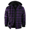 thumbnail image 1 of Yievot Thick Flannel Plaid Jackets for Men Sherpa Thermal Fleece Lined Hoodies Full Zip Up Hoodie Winter Outwear, 1 of 4