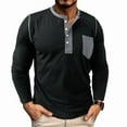 thumbnail image 1 of Men'S Henley Shirts Raglan Long Sleeve Casual Slim Fit Fashion T-Shirts Black XXL, 1 of 4