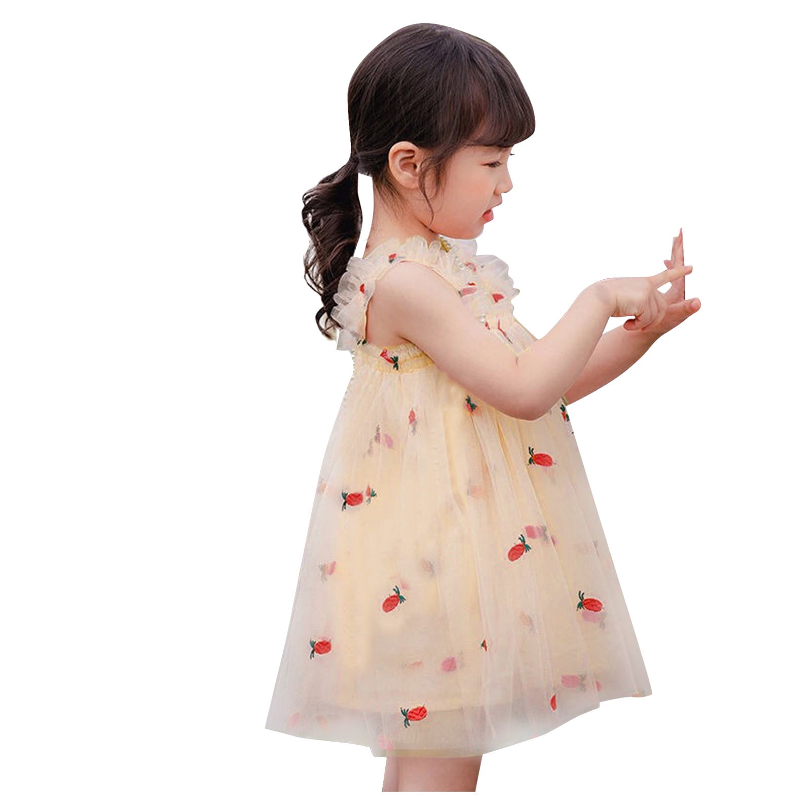 Yievot Toddler Baby Girl Dress Sleeveless Fruit Printed Suspender Tulle
